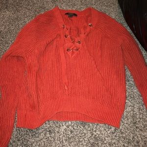 Red/Orange Forever 21 Lace up sweater